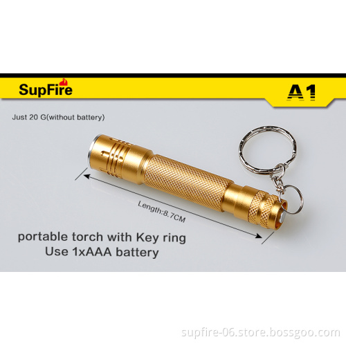 Golden mini XPE 80lumens LED keychains flashlight SupFire A1